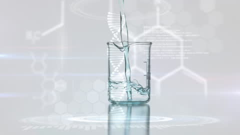 Abstract Science Background with DNA Strand and Beaker