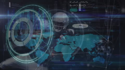 Futuristic Data Processing in American Football Illustration