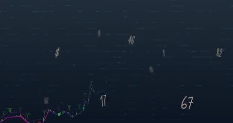 Animated Symbols and Numbers in Abstract Finance Background