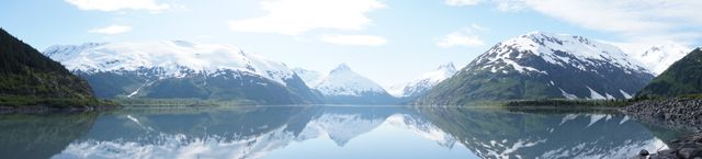 Panoramic View of Snow-Capped Mountains and Reflective Lake - Download Free Stock Photos Pikwizard.com