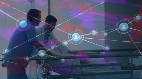 Surgeons with Network Connection Overlay in Hospital Setting