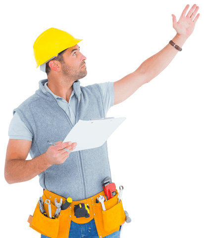 transparent construction supervisor holding clipboard raising hand - Download Free Stock Videos Pikwizard.com