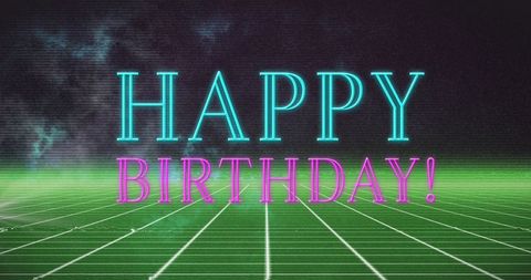 neon retro futuristic happy birthday greeting - Download Free Stock Images Pikwizard.com