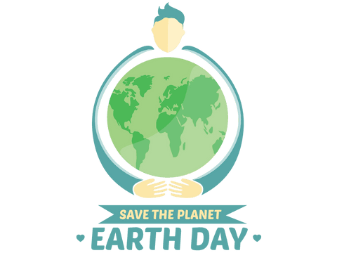 Earth day celebration with globeman illustration on transparent background