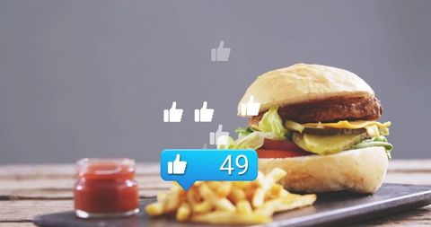 Cheeseburger with Social Media Likes Burst
