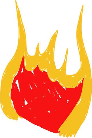 Vibrant red and yellow flames on transparent background