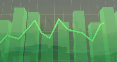Financial Growth Over Cityscape Represented by Animated Graph
