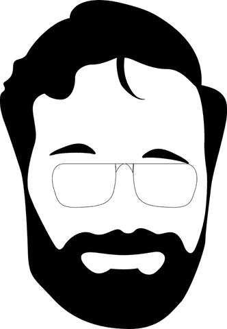 Stylish bearded man silhouette with glasses on transparent background