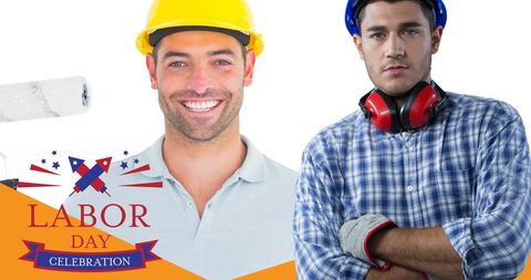 Labor Day Celebration with Smiling Workers - Download Free Stock Images Pikwizard.com
