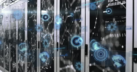 Futuristic Animation of Data Processing in Server Room