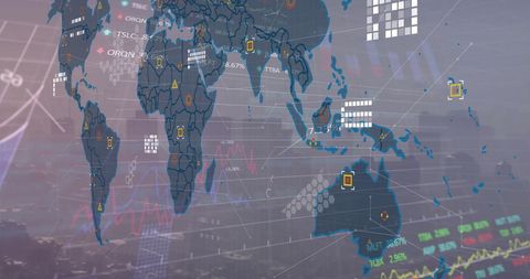 Global Data Processing with World Map Hologram - Download Free Stock Images Pikwizard.com