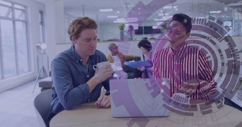 Modern Coworking Cohesion with Digital Overlay