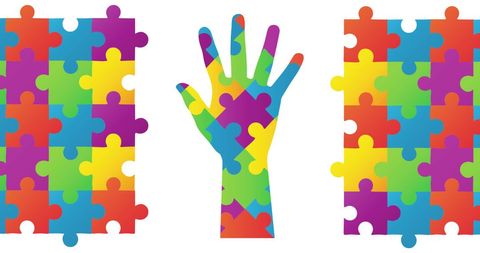 Colorful Jigsaw Puzzle Hand for Autism Awareness - Download Free Stock Images Pikwizard.com