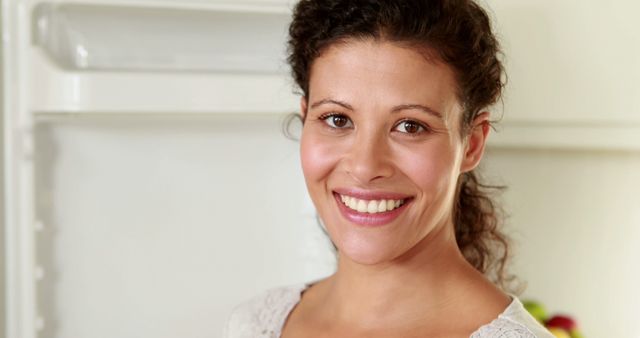 Smiling African American Woman in Kitchen Enjoying Home life - Download Free Stock Images Pikwizard.com