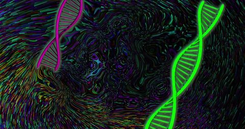 Colorful DNA Strands on a Vibrant Digital Background - Download Free Stock Images Pikwizard.com