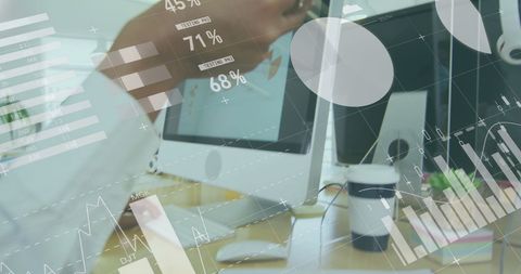 Marketing specialist analyzing digital business charts