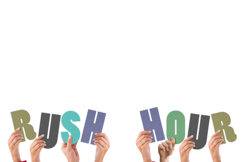 hands holding rush hour text on transparent background vector - Download Free Stock Videos Pikwizard.com