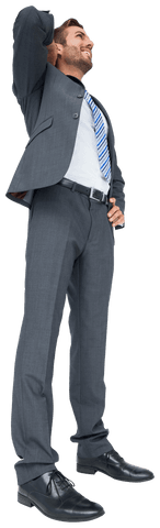 Confident Caucasian Businessman Looking Up Success Transparent