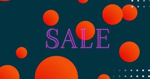 Neon Sale Announcement with Vibrant Orange Circles