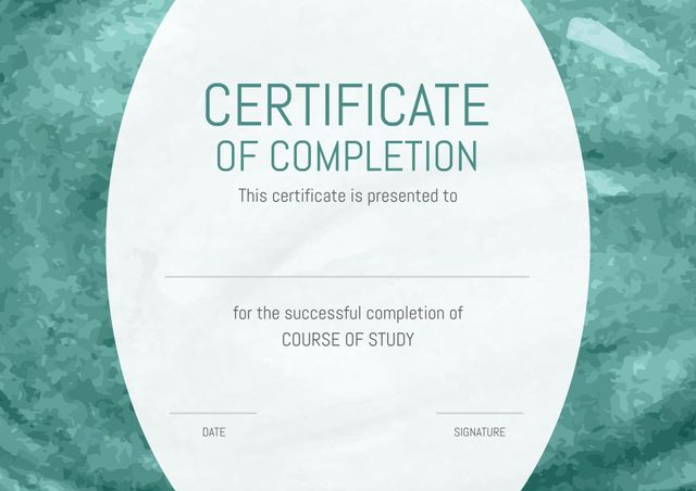 Certificate of Completion Template with Blue Pattern Background - Download Free Stock Templates Pikwizard.com