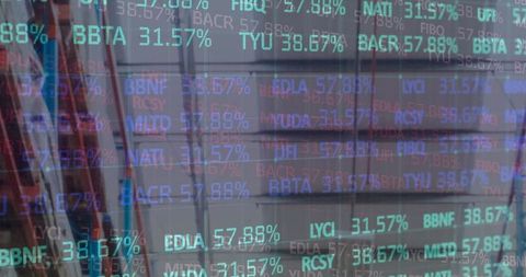 Global shipping logistics data over empty warehouse