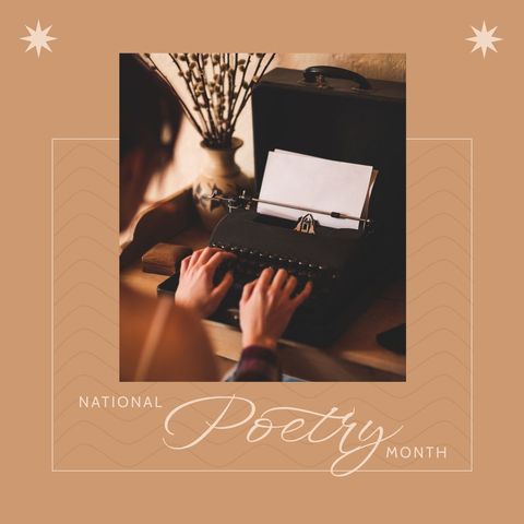 Celebration of National Poetry Month with Typewriter - Download Free Stock Templates Pikwizard.com