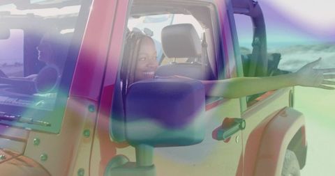 Joyful Road Trip Across Sunny Beach Landscape