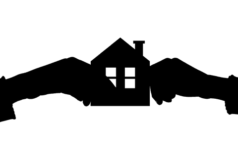 Transparent hands holding house symbol vector illustration