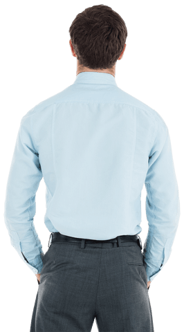 Businessman Transparent Back View with Light Blue Shirt