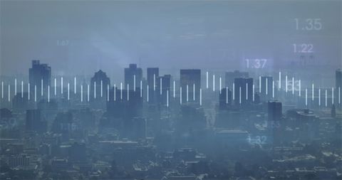 Financial Data Graph Overlay on Urban Cityscape - Download Free Stock Images Pikwizard.com