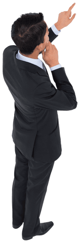 Businessman Pointing Upwards Confident Direction Transparent