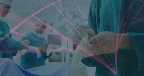 Medical Professionals Preparing Surgery with Digital Integration