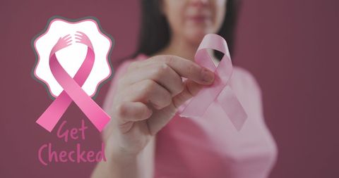 Promoting Breast Cancer Awareness with Pink Ribbon Emblem - Download Free Stock Images Pikwizard.com