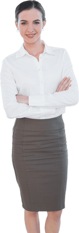 Elegant Businesswoman in White Shirt Standing with Confidence