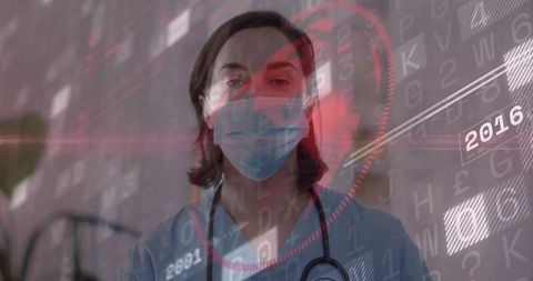 Doctor Analyzing Clinical Data Display with Futuristic Interface