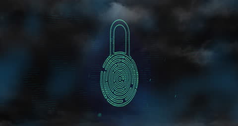 Digital Lock Icon Amid Cloudy Atmosphere Illustration