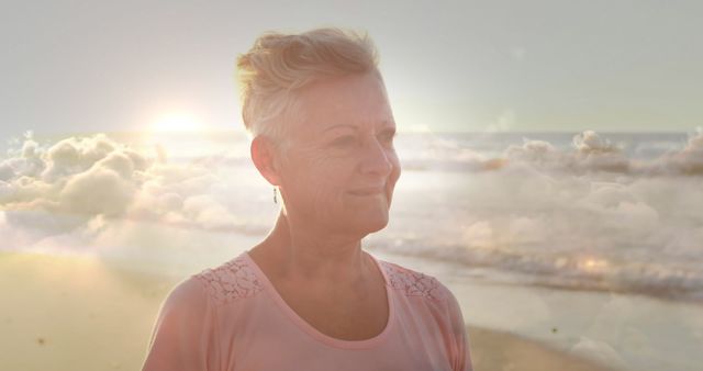 Senior Woman Smiling Outdoors at Sunrise - Download Free Stock Images Pikwizard.com