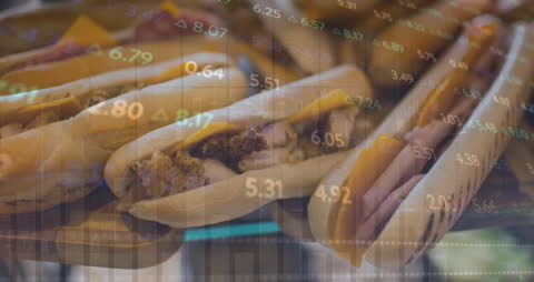 Sandwiches Overlaid with Financial Data Animation