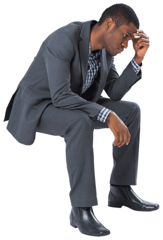 Transparent African American Businessman Looking Pensive
