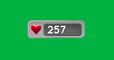 Digital heart counter display on green background