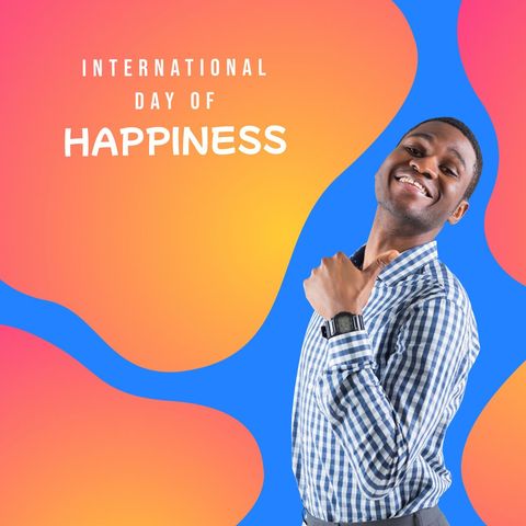 Joyful African American Man Celebrates International Happiness Day
