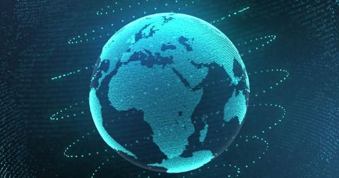 Digital Glowing Globe Over Abstract Blue Background - Download Free Stock Images Pikwizard.com