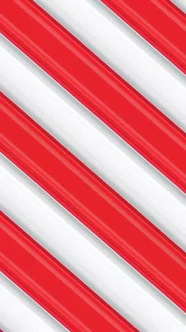 Looping Vertical Video of Glossy Red and White Diagonal Stripes with Shiny Ridges