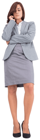 Thoughtful Caucasian Businesswoman with Crossed Arms Transparent Background