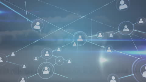 Digital Network Graphic with Social Media Connection Icons