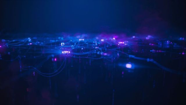 Futuristic Digital Network with Neon Nodes and Connections