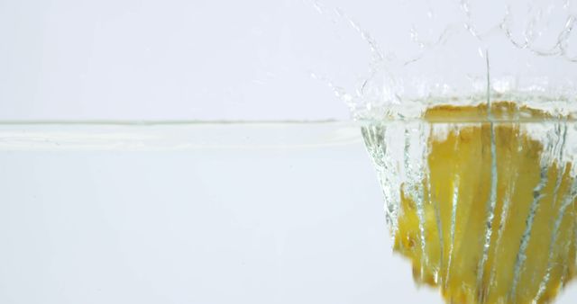 A lemon dropping into water symbolizes freshness, ideal for beverage or health ads. - Download Free Stock Photos Pikwizard.com