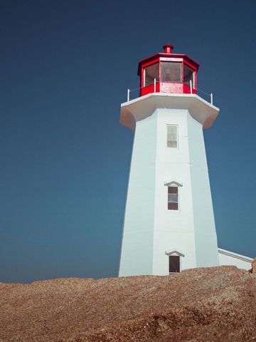Scenic Lighthouse Against Clear Blue Sky in Daylight