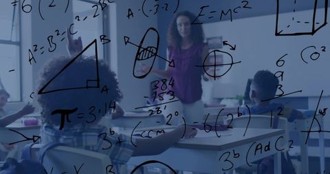 Mathematics concepts with enthusiastic teacher and diverse students