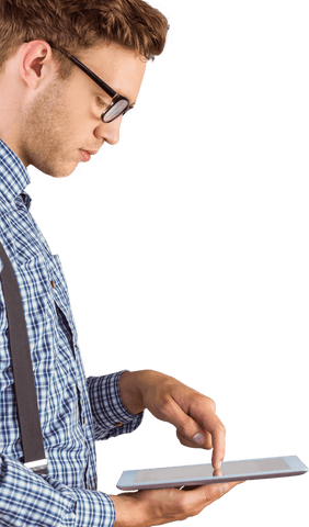 Transparent Tech-Savvy Man Using Digital Tablet - Download Free Stock Videos Pikwizard.com
